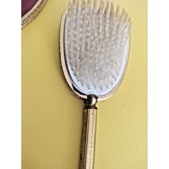 Vintage Brass and Cut Glass Hand Mirror & Brush Vanity Set 1930-1940 - Picture 9 of 15